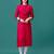 Red rayon straight tie dye printed casual kurta for women