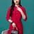 Red rayon straight tie dye printed casual kurta for women