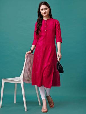 Red rayon straight tie dye printed casual kurta for women 4