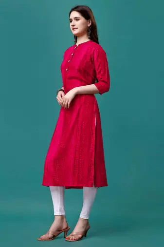Red rayon straight tie dye printed casual kurta for women