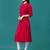 Red rayon straight tie dye printed casual kurta for women