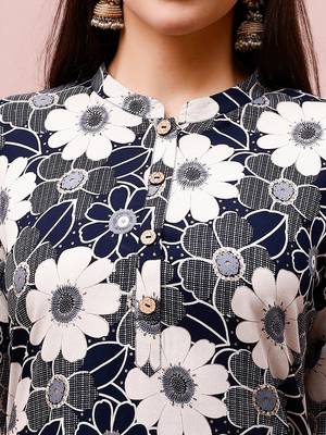 Grey rayon straight floral printed casual kurta for women 3