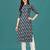 Blue rayon straight floral printed casual kurta for women