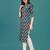 Blue rayon straight floral printed casual kurta for women