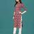 Wine rayon straight floral printed casual kurta for women