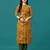 Yellow rayon straight floral printed casual kurta for women