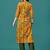 Yellow rayon straight floral printed casual kurta for women
