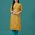 Yellow rayon straight floral printed casual kurta for women