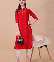 Red rayon straight tie dye printed casual kurta for women