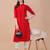 Red rayon straight tie dye printed casual kurta for women
