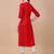 Red rayon straight tie dye printed casual kurta for women