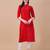 Red rayon straight tie dye printed casual kurta for women
