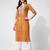 Mustard rayon straight stripes printed casual kurta for women