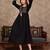 Black rayon fit &flared thread work plain casual kurta for women