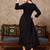 Black rayon fit &flared thread work plain casual kurta for women