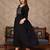 Black rayon fit &flared thread work plain casual kurta for women