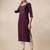 Wine rayon straight zardosi work plain casual kurta for women