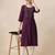Wine rayon straight zardosi work plain casual kurta for women
