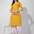 Yellow rayon straight chikankari embroidered casual kurta for women