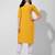 Yellow rayon straight chikankari embroidered casual kurta for women