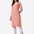 Peach rayon straight chikankari embroidered casual kurta for women