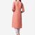 Peach rayon straight chikankari embroidered casual kurta for women