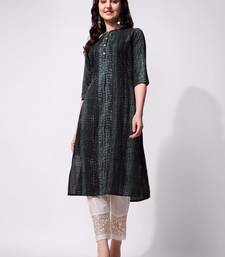 Black rayon straight tie dye printed casual kurta for women