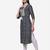 Blue rayon straight stripes printed casual kurta for women