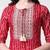 Red rayon straight stripes printed casual kurta for women
