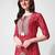 Red rayon straight stripes printed casual kurta for women