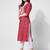 Red rayon straight stripes printed casual kurta for women