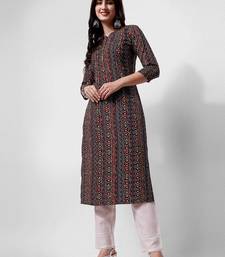 Multicolor rayon straight geometric printed casual kurta for women