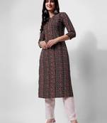 Multicolor rayon straight geometric printed casual kurta for women