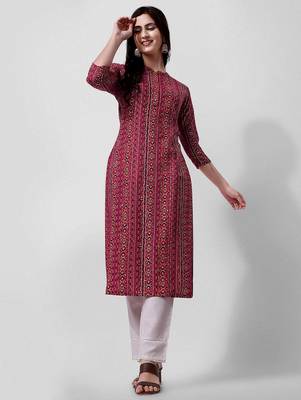 Purple rayon straight geometric printed casual kurta for women 1