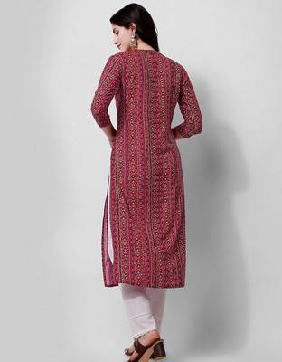 Purple rayon straight geometric printed casual kurta for women 5