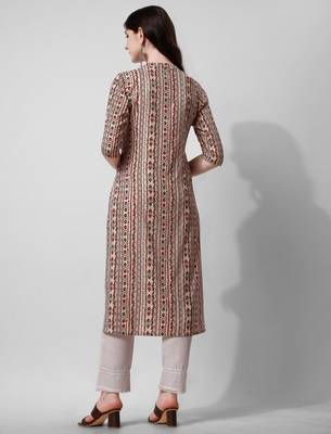 Off white rayon straight geometric printed casual kurta for women 5