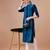 Blue rayon straight tie dye printed casual kurta for women