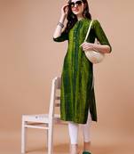 Green rayon straight tie dye printed casual kurta for women