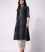 Black rayon straight tie dye printed casual kurta for women