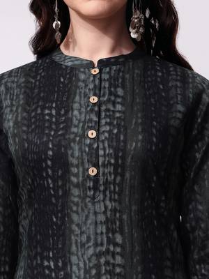 Black rayon straight tie dye printed casual kurta for women 3