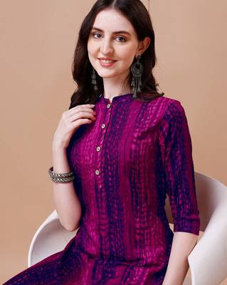 Pink rayon straight tie dye printed casual kurta for women 2