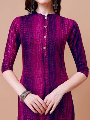 Pink rayon straight tie dye printed casual kurta for women 4