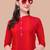 Red rayon straight tie dye printed casual kurta for women
