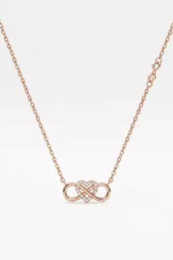925 Sterling Silver Rose Gold Infinity Heart Necklace Set for Women