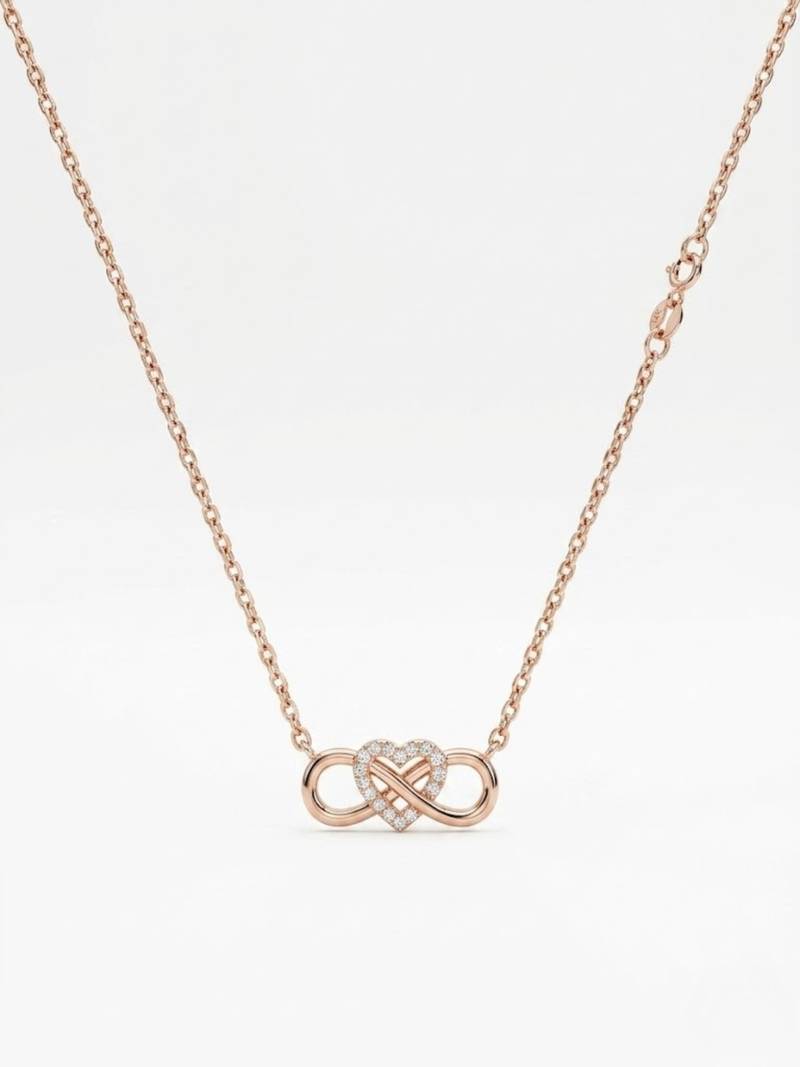 925 Sterling Silver Rose Gold Infinity Heart Necklace Set for Women