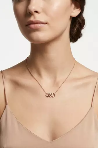 925 Sterling Silver Rose Gold Infinity Heart Necklace Set for Women