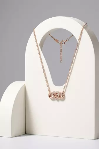925 Sterling Silver Rose Gold Infinity Heart Necklace Set for Women