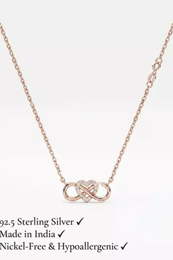 925 Sterling Silver Rose Gold Infinity Heart Necklace Set for Women