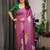 Ready pleated satin silk blend saree with unstitched blouse