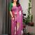 Ready pleated satin silk blend saree with unstitched blouse